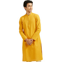 Diwas By Manyavar Men's Cotton Solid Kurta (Mustard,Xxxl)