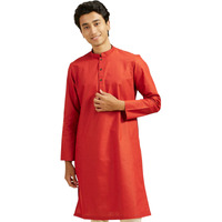 Diwas By Manyavar Men's Cotton Blend Self Design Kurta (Red,M)