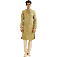 Manyavar Men's Brocade Self Design Kurta Set (Green,Xxxl)