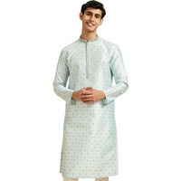Diwas By Manyavar Men's Art Silk Stone Work | Printed Kurta (Light Blue,Xxxl)