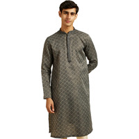 Diwas By Manyavar Men's Art Silk Self Design Kurta (Dark Grey,Xxxl)