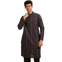 Diwas By Manyavar Men's Cotton Thread Embroidery Kurta (Black,Xxl)