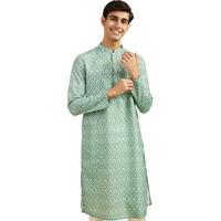 Diwas By Manyavar Men's Cotton Blend Printed Kurta (Green,Xxxl)