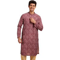 Diwas By Manyavar Men's Cotton Blend Printed Kurta (Brown,Xxl)