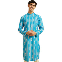 Diwas By Manyavar Men's Cotton Blend Printed Kurta (Turquoise Blue,Xxxl)