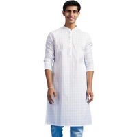 Diwas By Manyavar Men's Cotton Checkered Kurta (White,Xxl)