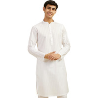 Diwas By Manyavar Men's Cotton Self Design Striped Kurta (White,Xxl)
