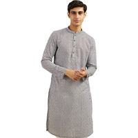 Diwas By Manyavar Men's Cotton Blend Printed Chikankari Kurta (Grey,Xl)