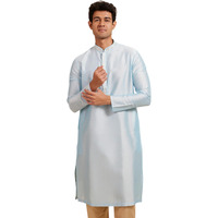 Diwas By Manyavar Men's Viscose Blend Solid Kurta (Blue,M)