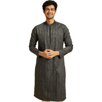 Diwas By Manyavar Men's Cotton Printed Kurta (Black,M)