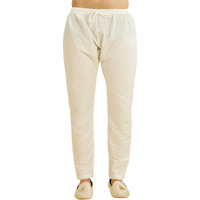 Diwas By Manyavar Men's Art Silk Solid Pyjama (White,L)