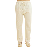 Diwas By Manyavar Men's Cotton Solid Pyjama (Cream,L)