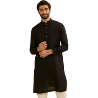 Manyavar Men's Cotton Solid Kurta (Black,L)