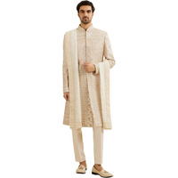 Manyavar Men's Georgette Sequin Shimmer Dupatta (Warm White)