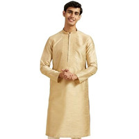 Diwas By Manyavar Men's Art Silk Embroidered |Stone Work Kurta (Cream,Xxxl)