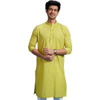 Diwas By Manyavar Men's Cotton Striped Kurta (Light Mid Green,Xxl)