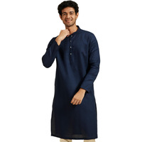 Diwas By Manyavar Men's Cotton Textured Kurta (Dark Blue,Xxxl)
