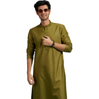 Diwas By Manyavar Men's Viscose Blend Solid Kurta (Olive Green,S)