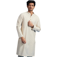 Diwas By Manyavar Men's Cotton Blend Printed Kurta (Cream,Xxl)