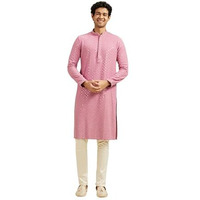 Diwas By Manyavar Men's Viscose Embroidery|Sequin Work Kurta Set (Dusty Pink,Xl)