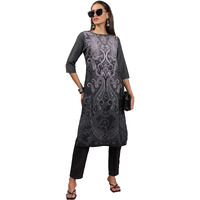 Ketch Women's Polyester Regular Fit Kurta (Khku000391_Black