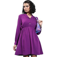 Ketch Women's Polyester A-Line Mini Dress (Khj6000568_Purple