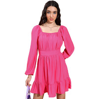 Ketch Women's Polyester Fit And Flare Mini Dress (Khj6000589_Pink