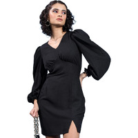 Ketch Women's Polyester Sheath Mini Dress (Khj6000590_Black