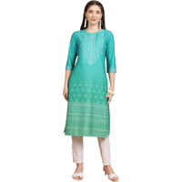 Ketch Women's Polyester Regular Fit Kurta (Khku000465_Turquoise Blue