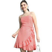 Ketch Cotton Blend Women Casual Fit Pink Dress Above The Knee Khj6000628