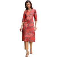 Ketch Women's Polyester Regular Fit Kurta (Khku000491_Red