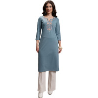 Ketch Women's Polyester Regular Fit Kurta (Khku000528_Blue
