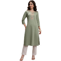 Ketch Women's Polyester Regular Fit Kurta (Khku000529_Olive
