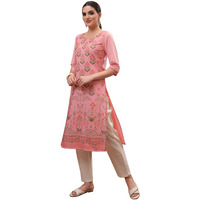 Ketch Women's Polyester Regular Kurta (Khku000564_Pink