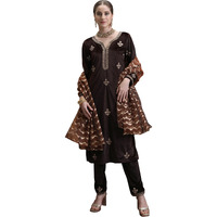 Ketch Women's Polyester Ethnic Set (Khk3001181_Coffee