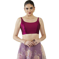 Soch Womens Wine Taffeta Solid Sleeveless Padded Blouse