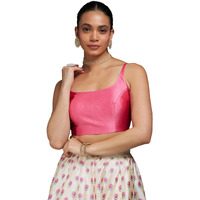 Soch Womens Blush Pink Taffeta Solid Sleeveless Padded Blouse