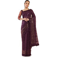 Soch Women Purple Silk Abstract Saree(8907175347867_Purple_Fs)