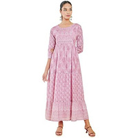 Soch Women Pink Modal Floral Dress (8907175350386_Pink_Xl)