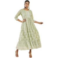 Soch Women Green Modal Printed Dress(8907175350447_Green_2Xl)