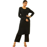 Soch Womens Black Acrylic Patterned Knit Full Sleeves Winter Kurta Set(Ww-Cwa3Ks10004A)