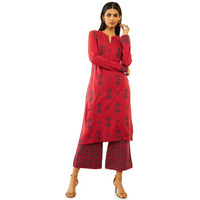 Soch Womens Rust Acrylic Ethnic Motifs Pattern Knitted Winter Kurta Set