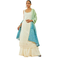 Soch Womens Off-White Georgette Floral Embroidered Suit Set With Sequin Embellishments