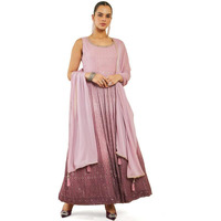 Soch Womens Pink Ombre Georgette Gown With Embroidery And Embellishments