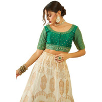 Soch Womens Green Tussar Sequin Embellished And Embroidered Front-Open Blouse