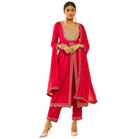 Soch Womens Fuchsia Rayon Slub Embroidered Suit Set With Dupatta(Ewa3Cd20279A)