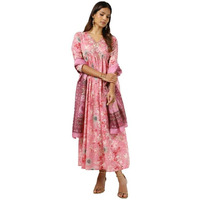 Soch Womens Blush Pink Cotton Floral Print Kurta With Mirror And Cutdana