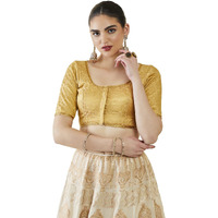 Soch Women Gold Art Silk Floral Blouse(Gold_34)