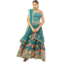 Soch Female Green Floral Printed Lehenga Choli Set