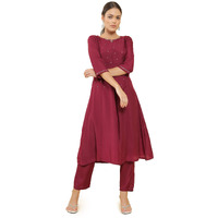 Soch Maroon Crepe Regular Fit Kurtis For Women